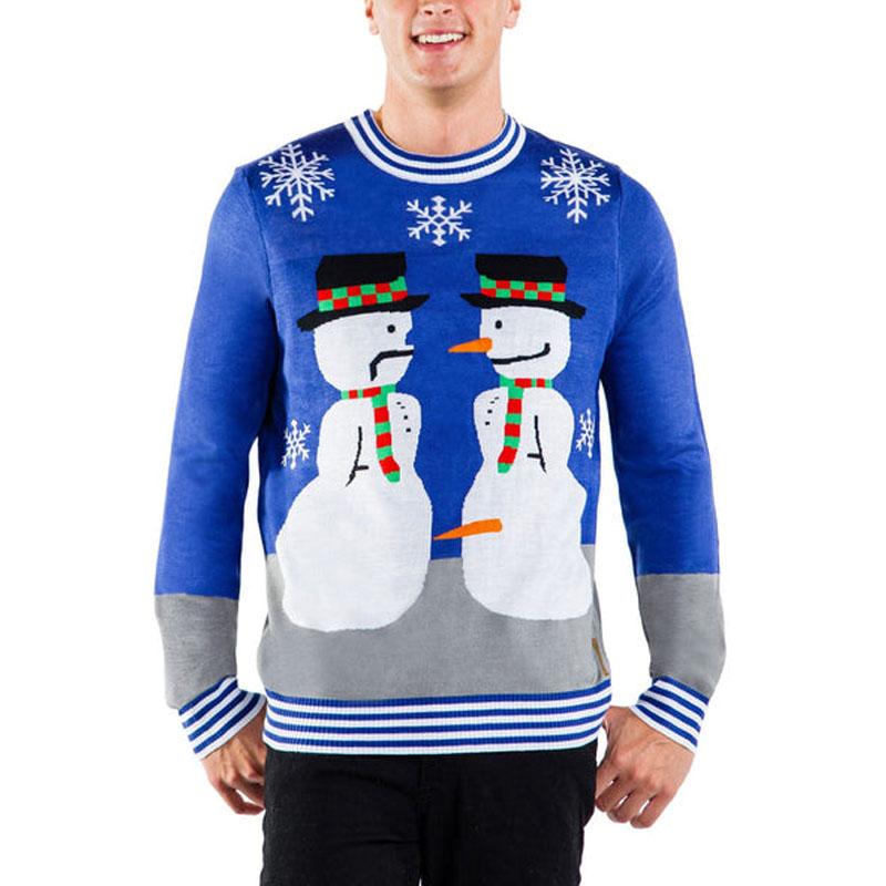 Snowman Men's Christmas Sweater Round Neck